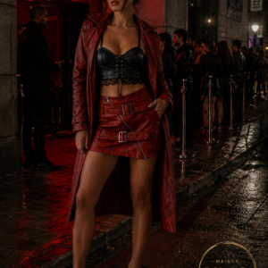 rebel buckle minirock – rot lederlook