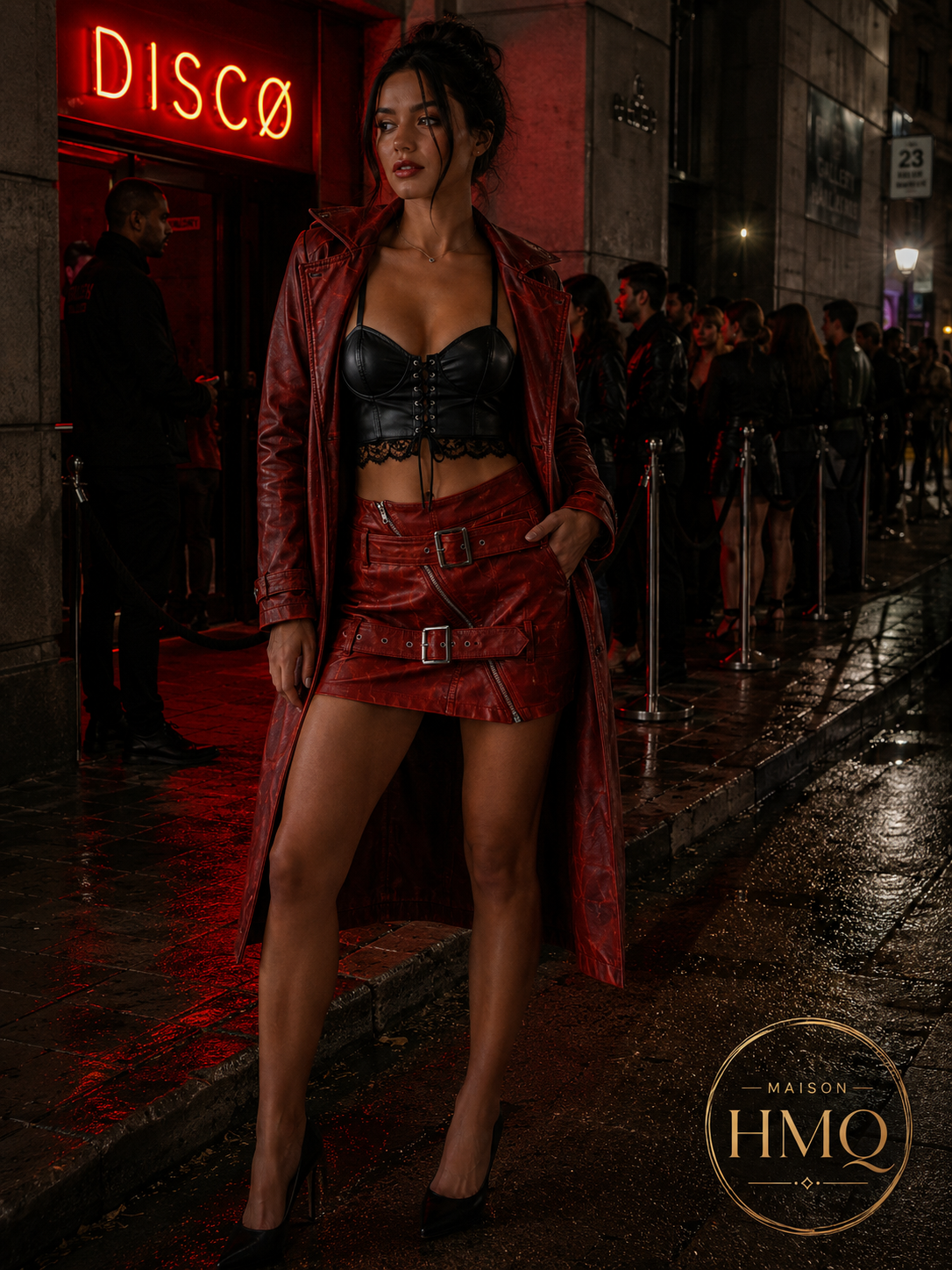 rebel buckle minirock – rot lederlook rebel buckle minirock – rot lederlook